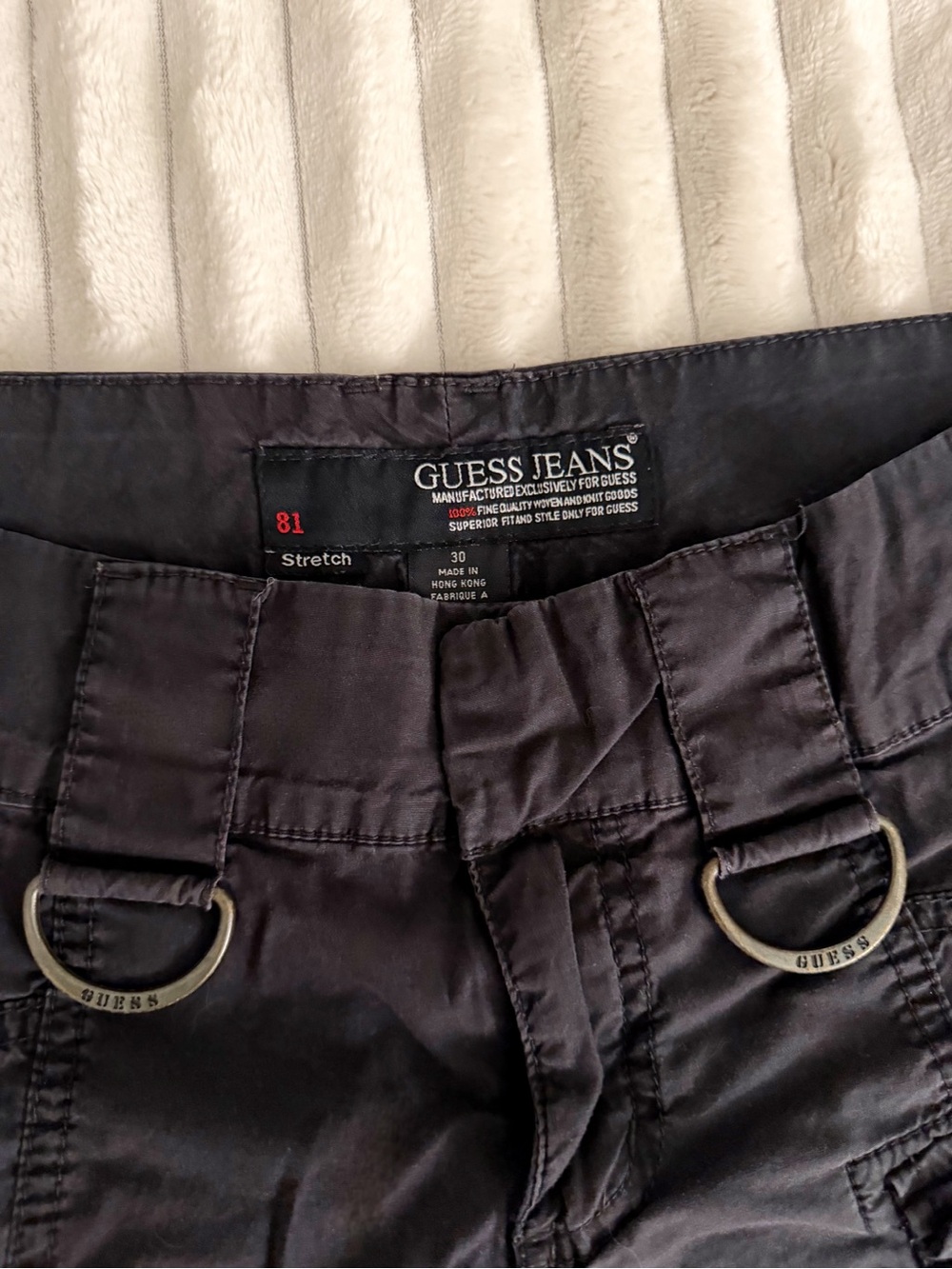 Guess Black Utility Capri Cargo Pants with Metal Ring Accents - Picture 3 of 4